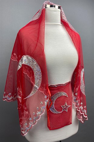 Pullu Ay Yıldızlı Damat Örtüsü-Asker Örtüsü