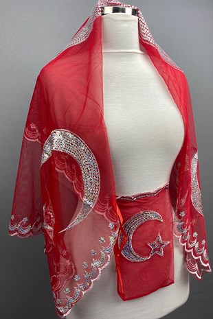 Pullu Ay Yıldızlı Damat Örtüsü-Asker Örtüsü