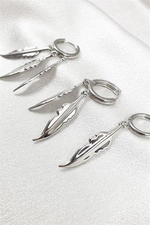 Regalus Gümüş Renk Yaprak Desenli Küpe