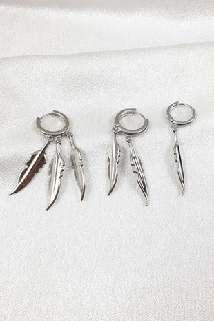 Regalus Gümüş Renk Yaprak Desenli Küpe