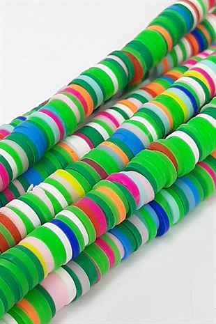 Rengarek Yeşilli Fimo Hamur Boncuk 6 mm