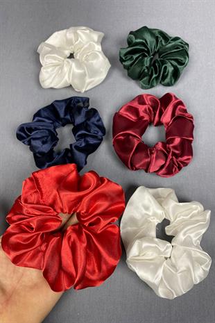 Rengarenk 6 Lı Saten Saç Lastik Toka Seti