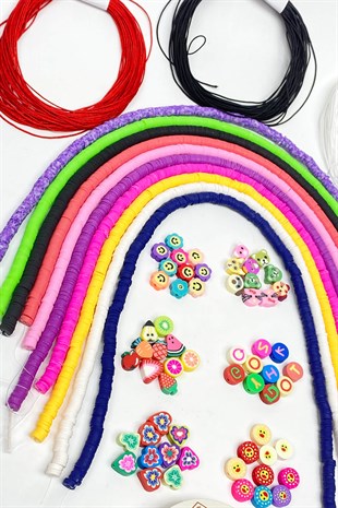 Colorful 6 mm Fimo Bead Jewelry Set