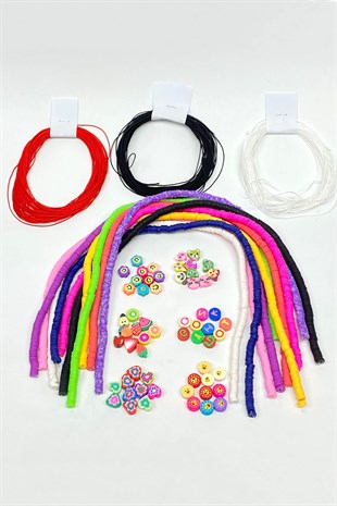 Colorful 6 mm Fimo Bead Jewelry Set