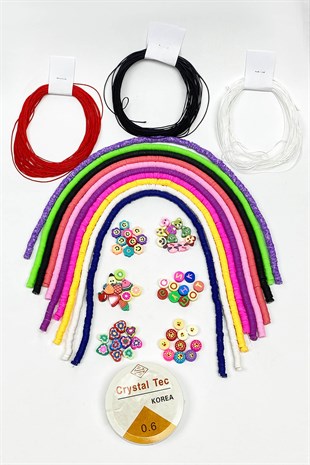 Colorful 6 mm Fimo Bead Jewelry Set