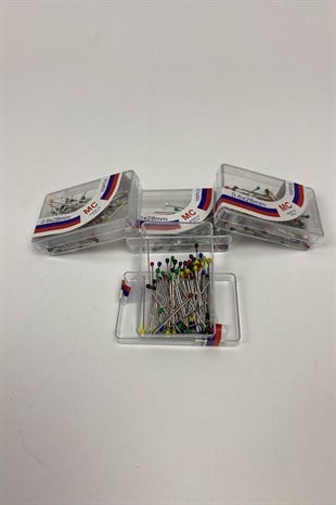 Rengarenk Başlı Toplu İğne 100 lü 20 Kutu