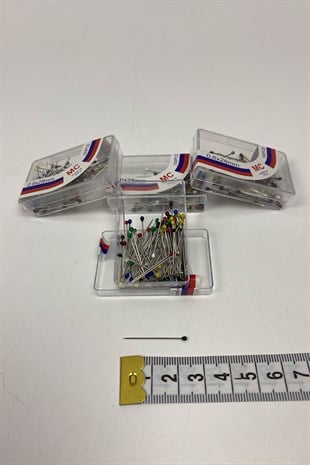 Rengarenk Başlı Toplu İğne 100 lü 5 Kutu