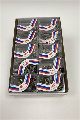 Rengarenk Başlı Toplu İğne 50 li 1 Kutu