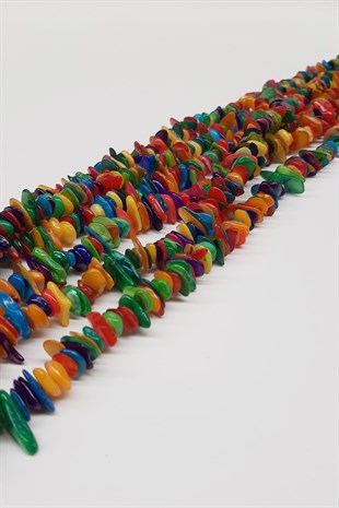 Rengarenk Çakıl Taşı Cam Boncuk