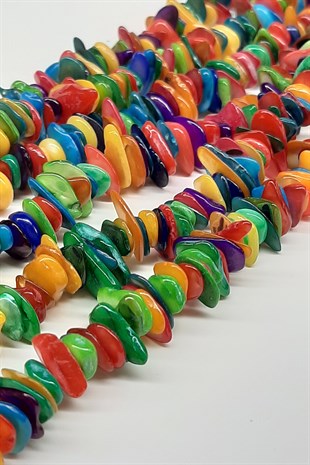 Rengarenk Çakıl Taşı Cam Boncuk