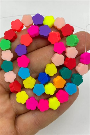 Rengarenk Çiçek Desen Fimo Hamur Boncuk
