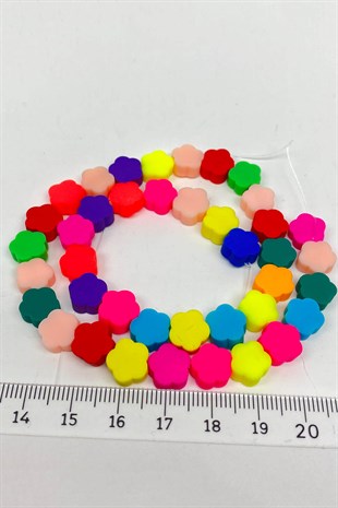 Rengarenk Çiçek Desen Fimo Hamur Boncuk