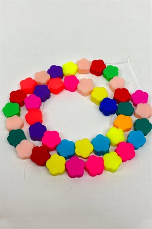 Rengarenk Çiçek Desen Fimo Hamur Boncuk