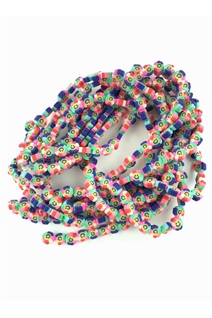 Colorful Flower Patterned Fimo Beads