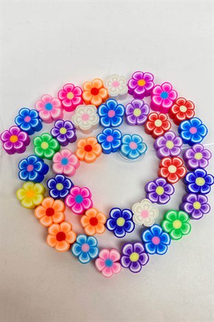 Colorful Flower Patterned Fimo Dough Beads