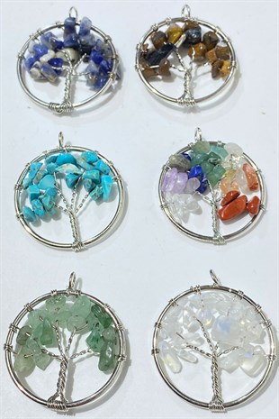 Colorful Natural Stone Bead Tree of Life 1 pcs