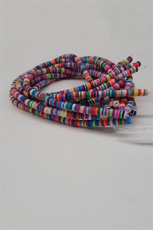 Rengarenk Fimo Hamur Boncuk 6Mm