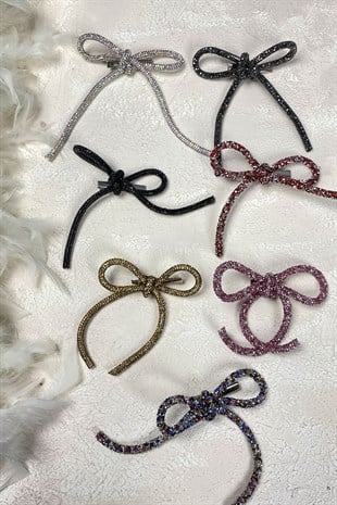 Rengarenk Full Taşlı Tasarım Fiyonk Saç Tokası