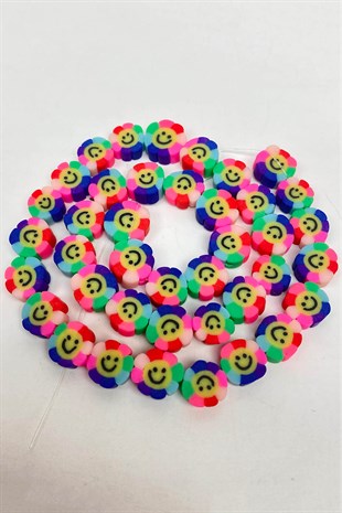 Rengarenk Gülen Yüz Fimo Hamur Boncuk