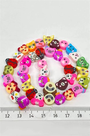 Rengarenk Hayvan Figürlü Fimo Hamur Boncuk