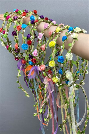 Colorful Paper Rose Leaf Bridesmaid Crown and Gift Child Crown 10 pcs