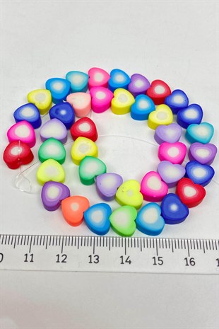 Rengarenk Kalp Motifli Hamur Fimo Bocuk