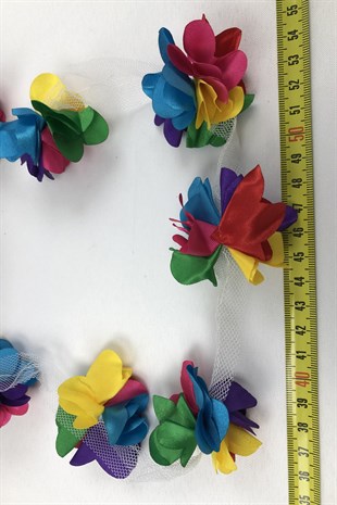 Rengarenk Lazer Kesim Tül Çiçek