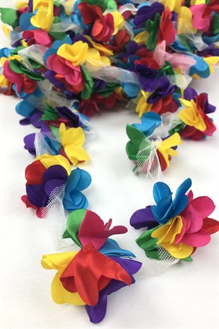 Rengarenk Lazer Kesim Tül Çiçek