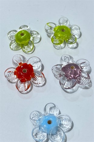 Colorful Murano Glass Bead Flower 1 Piece