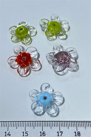 Colorful Murano Glass Bead Flower 1 Piece