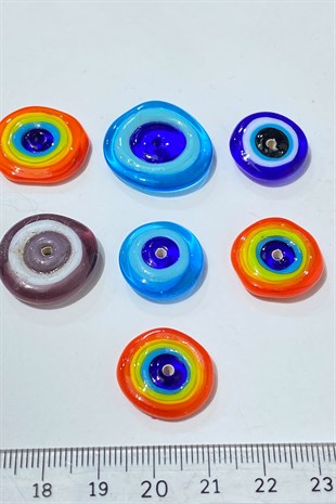 Colorful Murano Glass Beads with Colorful Evil Eye Figure 1 Pcs