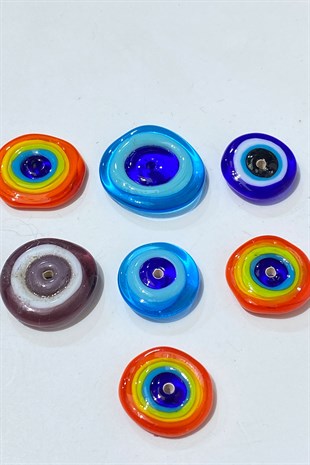 Colorful Murano Glass Beads with Colorful Evil Eye Figure 1 Pcs