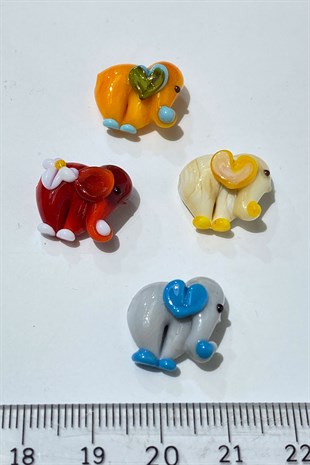 Colorful Murano Handmade Glass Bead Elephant 1 Piece