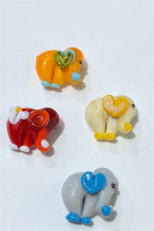 Colorful Murano Handmade Glass Bead Elephant 1 Piece