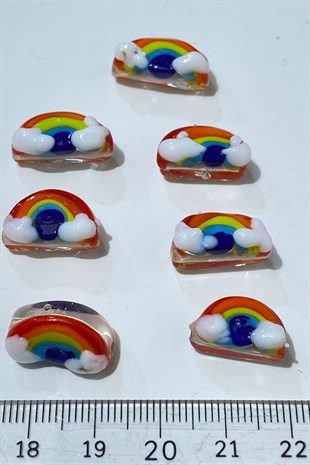 Rengarenk Murano El Yapımı Cam Boncuk Gök Kuşağı 1 Adet