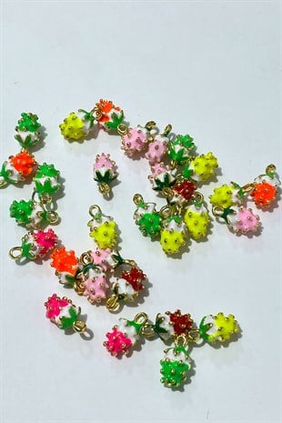 Colorful Murano Made Glass Beads Strawberry 1 Piece