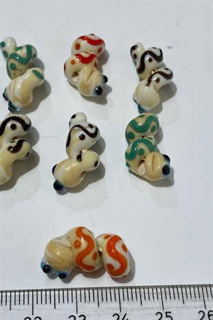 Colorful Murano Made Glass Bead Worm 1 Piece