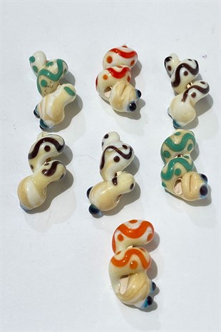 Colorful Murano Made Glass Bead Worm 1 Piece