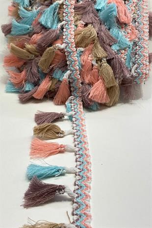 Rengarenk Pamuk Topuzlu Saçak Püskül