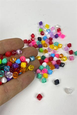 Rengarenk Prizma Plastik Boncuk 25 gr