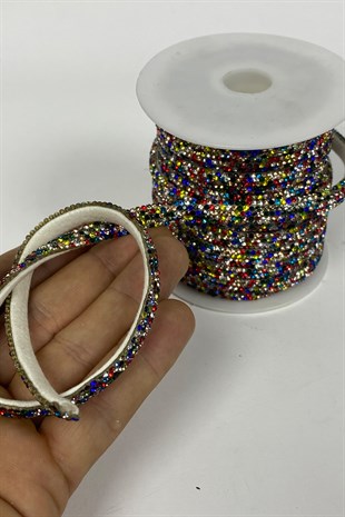 زين الشريط من اللباد بأحجار لامعة ملونة كثيفة