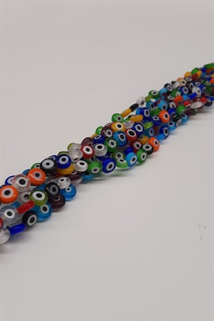 Colorful Flat Glass Evil Eye Beads