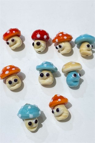 Colorful Murano Handmade Glass Bead Mushroom 1 Piece