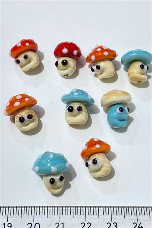 Colorful Murano Handmade Glass Bead Mushroom 1 Piece