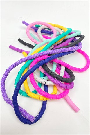Colorful 6 mm Fimo Bead Set 10 Strings