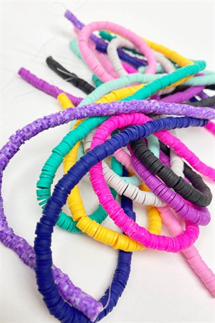 Colorful 6 mm Fimo Bead Set 10 Strings