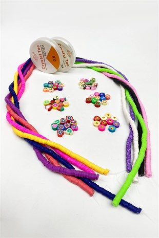 Renkli 6 mm Fimo  Figürlü Boncuk Takı Yapım Seti