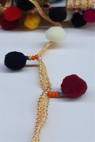 Renkli Büyük Ponponlu Sacak Serit