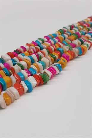 Renkli Çakıl Taşı Cam Boncuk