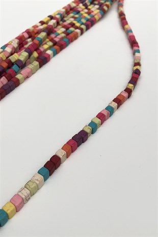 Renkli Cam Kare Boncuk